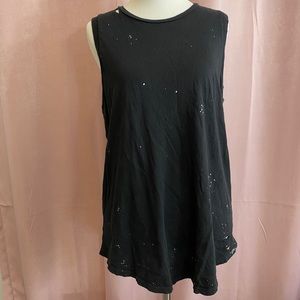 Black distressed muscle tank